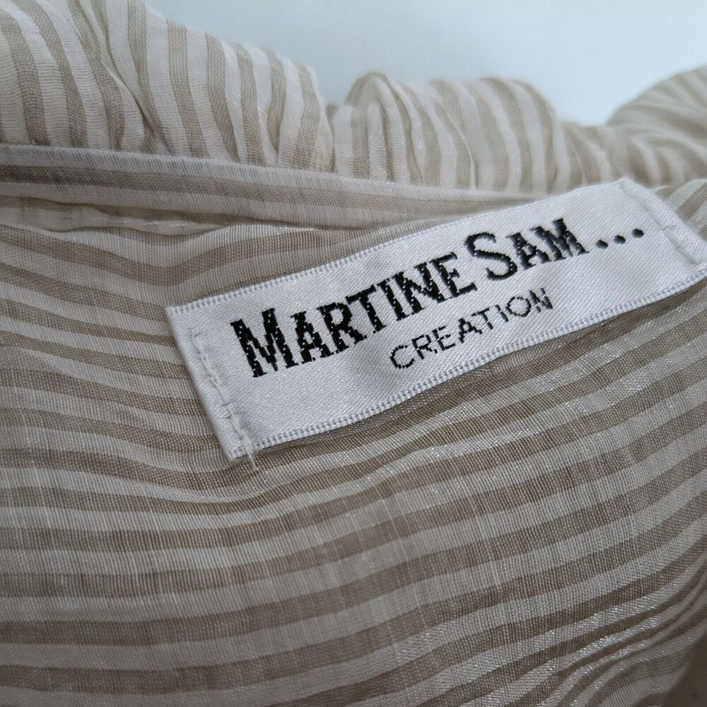 French Linen Top Size L Cream Brown Lagenlook Boho Gauze Neutral Artsy Avant - Picture 10 of 15